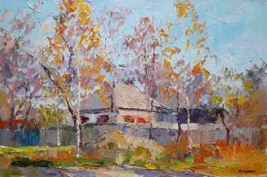 Malarstwo zatytułowany „Autumn lace” autorstwa Boris Serdyuk, Oryginalna praca, Olej Zamontowany na Drewniana rama noszy