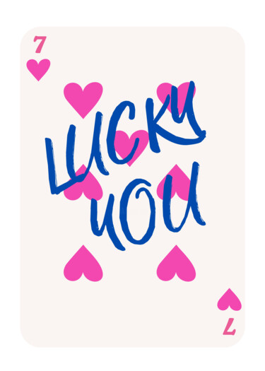 数字艺术 标题为“Lucky You - Hearts…” 由春宇 关, 原创艺术品, AI生成的图像 安装在纸板上
