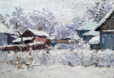 Pittura intitolato "A Cold Winter" da Boris Serdyuk, Opera d'arte originale, Olio Montato su Cartone