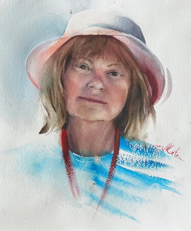 Feminine Summer Portrait – Watercolor Art Print Digital Arts με τίτλο "Feminine Summer Por…" από Kate Matveeva, Αυθεντικά έργα τέχνης, Ακουαρέλα