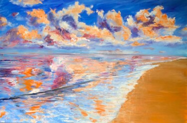 Schilderij getiteld "Riflessi" door Gianfranco Combi, Origineel Kunstwerk, Olie Gemonteerd op Frame voor houten brancard