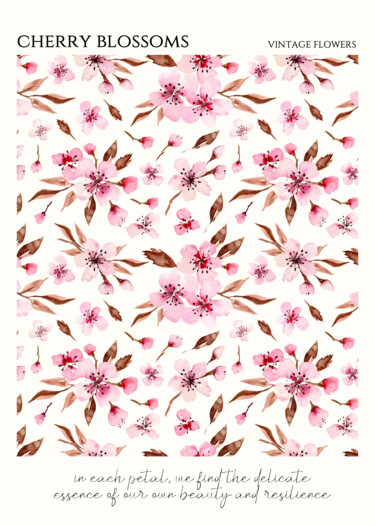 Digital Arts titled "Cherry Blossoms Vin…" by Chun Yu Guan, Original Artwork, AI generated image Mounted on Cardboard