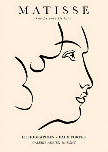 数字艺术 标题为“Matisse's Line Art…” 由春宇 关, 原创艺术品, AI生成的图像 安装在纸板上