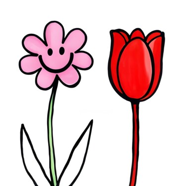 Pink, Red & a Wink Printmaking titled "Pink, Red & a Wink" by Ivy Blue, Original Artwork, Digital Print