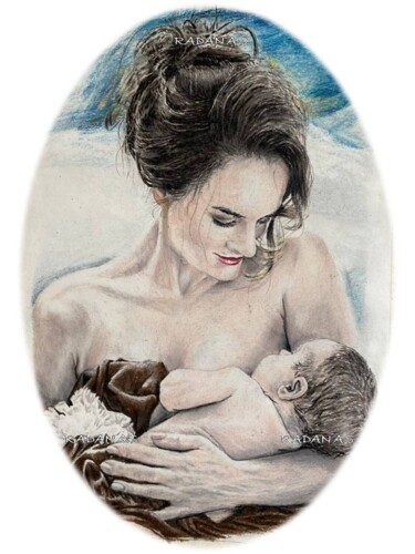 绘画 标题为“Mother with child.” 由Radan As, 原创艺术品, 铅笔