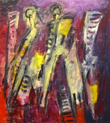 绘画 标题为“Composition 7229” 由Engelina Zandstra, 原创艺术品, 丙烯 安装在木质担架架上