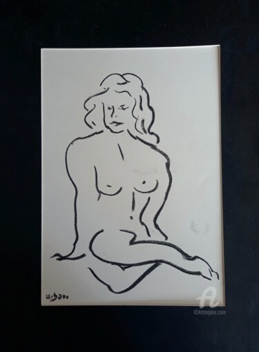 Dessin intitulée "Nue Blanc et Noir 1" par Roberto Urbano, Œuvre d'art originale, Fusain