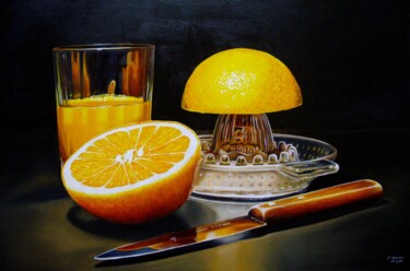 绘画 标题为“Jus d'orange” 由Jean-Pierre Walter, 原创艺术品, 油 安装在木质担架架上
