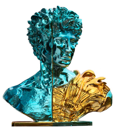 PERSEUS TURQUOISE GOLD Escultura titulada "PERSEUS TURQUOISE G…" por Krzysztof Plonka, Obra de arte original, Bronce