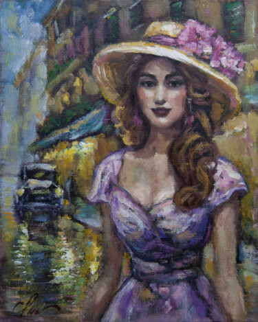 A Touch of Charm 绘画 标题为“A Touch of Charm” 由Olga Lysenko, 原创艺术品, 油 安装在纸板上