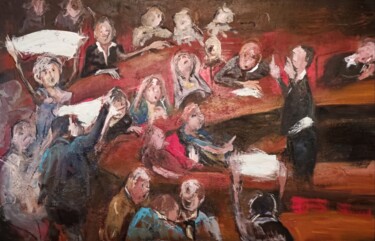 le discours Painting titled "le discours" by Laurence Pustoc'H, Original Artwork, Oil Mounted on Wood Stretcher frame