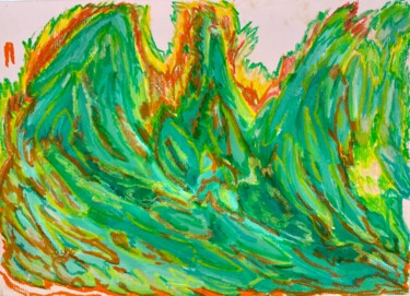 terrain iii – green abstract fire 绘画 标题为“terrain iii – green…” 由Lya Helia, 原创艺术品, 丙烯