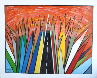 Schilderij getiteld "19/ Ma route" door 7artisalam7, Origineel Kunstwerk, Glazuur