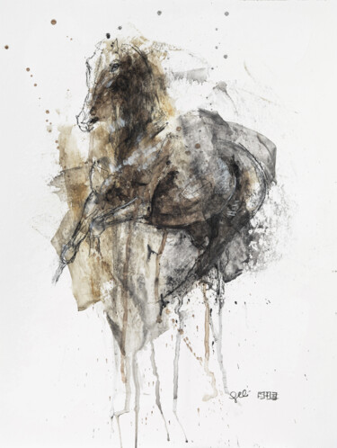 Schilderij getiteld "Nu Equin 167t" door Benedicte Gele, Origineel Kunstwerk, Acryl