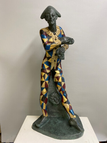 Arlecchino e il vento che cambia Scultura intitolato "Arlecchino e il ven…" da Paolo Camporese, Opera d'arte originale, Terracotta