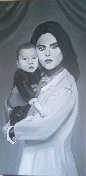 绘画 标题为“Mother embrace” 由Veronica Dinca, 原创艺术品, 丙烯 安装在木质担架架上