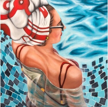 WoMaN iN sWiMmiNg PooL 绘画 标题为“WoMaN iN sWiMmiNg P…” 由Christina Bilbili, 原创艺术品, 丙烯