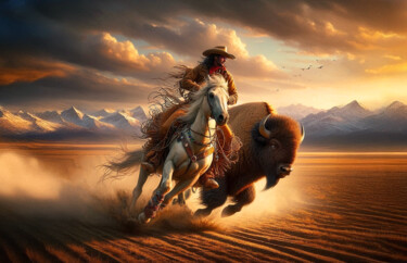 Arts numériques intitulée "FAR WEST AMERICAN" par Francoise Chopin, Œuvre d'art originale, Image générée par l'IA