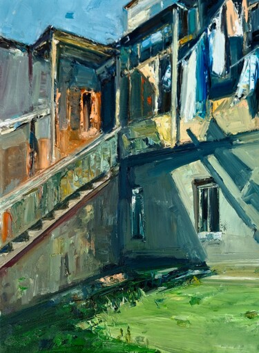 Afternoon on the Balcony Pittura intitolato "Afternoon on the Ba…" da Mateos Sargsyan, Opera d'arte originale, Olio Montato su Telaio per barella in…