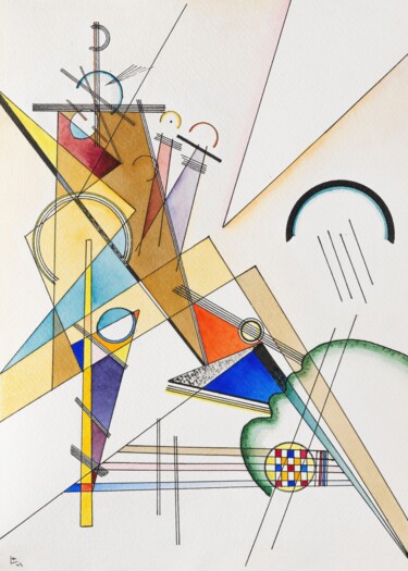 Digital Arts titled "Dynamic Geometric A…" by Chun Yu Guan, Original Artwork, AI generated image Mounted on Cardboard