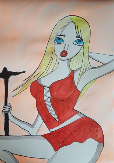 图画 标题为“Blondie witchcraft” 由Ashton Knighting, 原创艺术品, 墨