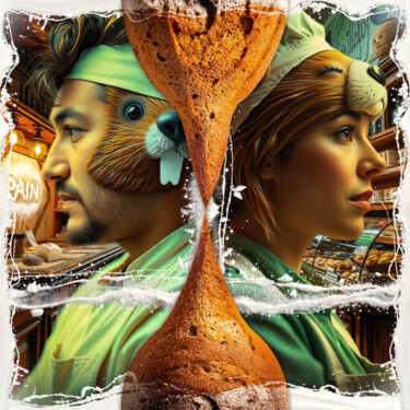 Digitale Kunst getiteld "La Boulangerie Cast…" door Mathias Cascales (MC D/\RT), Origineel Kunstwerk, Digitale collage