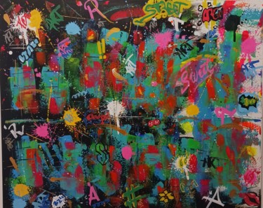 "Graffiti" başlıklı Tablo Valérie Eccelin Halluin tarafından, Orijinal sanat, Akrilik Ahşap Sedye çerçevesi üzerine monte ed…