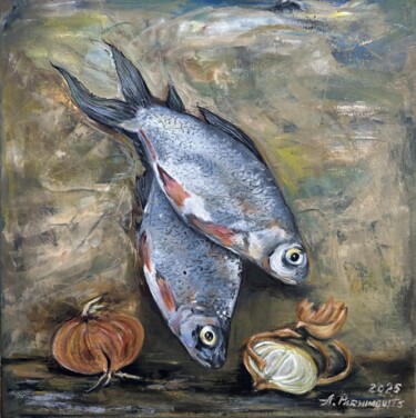 "After the Catch" 40 x 40 x 1,6 cm Painting titled ""After the Catch" 4…" by Anna Parhimovits, Original Artwork, Oil