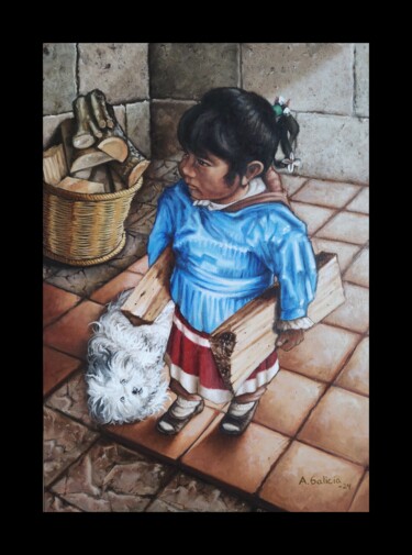 ""Chicho"" başlıklı Tablo Abraham Galicia tarafından, Orijinal sanat, Petrol Ahşap Sedye çerçevesi üzerine monte edilmiş