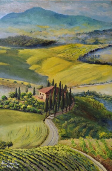 Um pedacinho da Toscana Pintura intitulada "Um pedacinho da Tos…" por Alex Carvalho, Obras de arte originais, Acrílico Montado em Armação em madeira