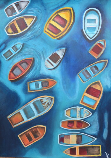 "Cute boats" başlıklı Tablo V. tarafından, Orijinal sanat, Akrilik