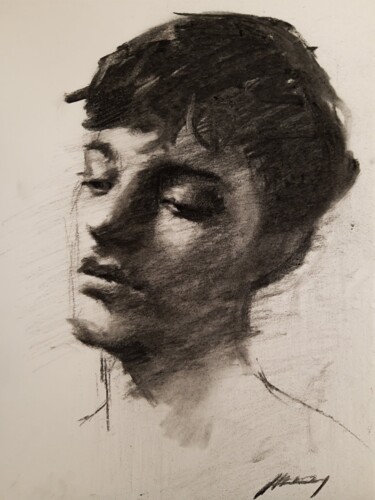 제목이 "Portrait Study"인 그림 Guido Mauas로, 원작, 숯