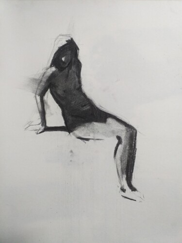 Disegno intitolato "Figure (II)" da Guido Mauas, Opera d'arte originale, Carbone