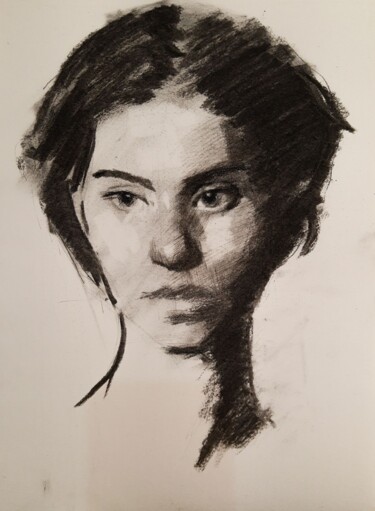 Disegno intitolato "Portrait sketch" da Guido Mauas, Opera d'arte originale, Carbone