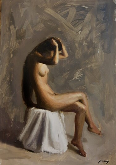 绘画 标题为“Study of a Seated F…” 由Guido Mauas, 原创艺术品, 油