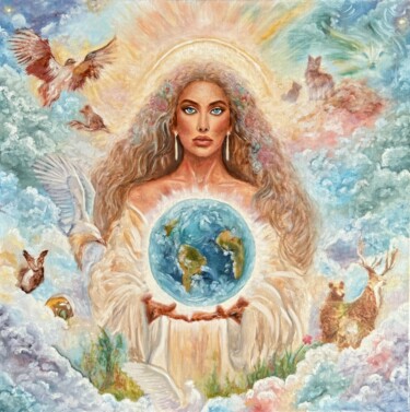제목이 "Goddess Mother Eart…"인 미술작품 Anna Smith로, 원작, 기름 나무 들것 프레임에 장착됨
