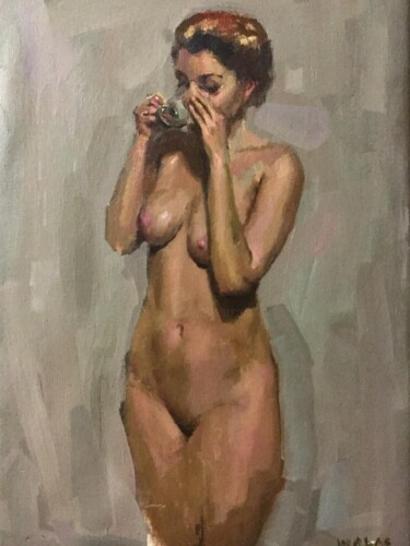 绘画 标题为“Girl drinking water” 由Guido Mauas, 原创艺术品, 油