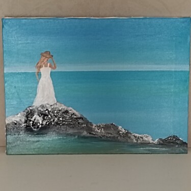 Pintura intitulada ""Le bleu entre ciel…" por Ninoufloral, Obras de arte originais, Acrílico Montado em Armação em madeira
