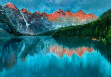 Утро в горах Painting titled "Утро в горах" by Jane Kozhina, Original Artwork, Oil