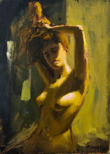 绘画 标题为“Yellow Nude” 由Guido Mauas, 原创艺术品, 油