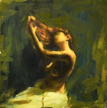Painting titled "Yellow Nude II" by Guido Mauas, Original Artwork, Oil