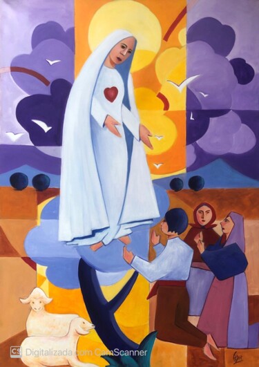 Peinture intitulée "Aparição Fátima" par César Azevedo, Œuvre d'art originale, Acrylique Monté sur Châssis en bois