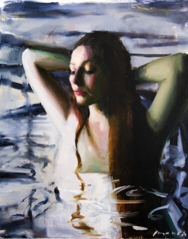 "Woman Bathing" başlıklı Tablo Guido Mauas tarafından, Orijinal sanat, Petrol