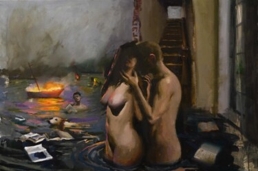 Картина под названием "The Flood" - Guido Mauas, Подлинное произведение искусства, Масло