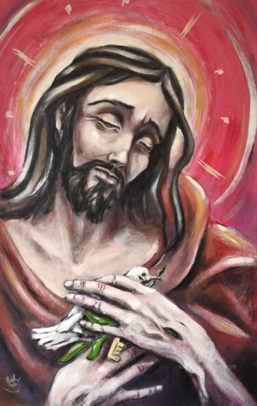 Jesus Chronos – Timeless Compassion Pintura titulada "Jesus Chronos – Tim…" por Vladimir Shir, Obra de arte original, Oleo