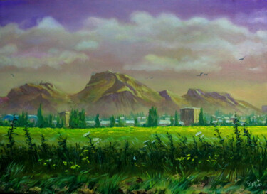 The Holy mountain Etude Painting titled "The Holy mountain E…" by Olga Sunchali, Original Artwork, Oil Mounted on Wood Stretcher frame