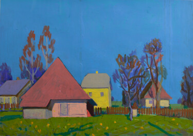 Spring motif. Village Schilderij getiteld "Spring motif. Villa…" door Mykola Kozlovskyi, Origineel Kunstwerk, Acryl