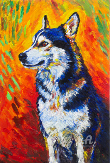 The Gorgeous Dog,impressionistic style 绘画 标题为“The Gorgeous Dog,im…” 由Jack Luo, 原创艺术品, 丙烯 安装在木质担架架上