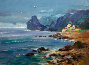 Sea and village coziness Malarstwo zatytułowany „Sea and village coz…” autorstwa Yuriy Suprunchuk, Oryginalna praca, Olej Zamontowany na Karton