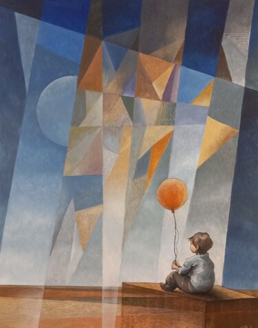 Painting titled "Et demain?" by Thierry Robin, Original Artwork, Gouache Mounted on Wood Stretcher frame